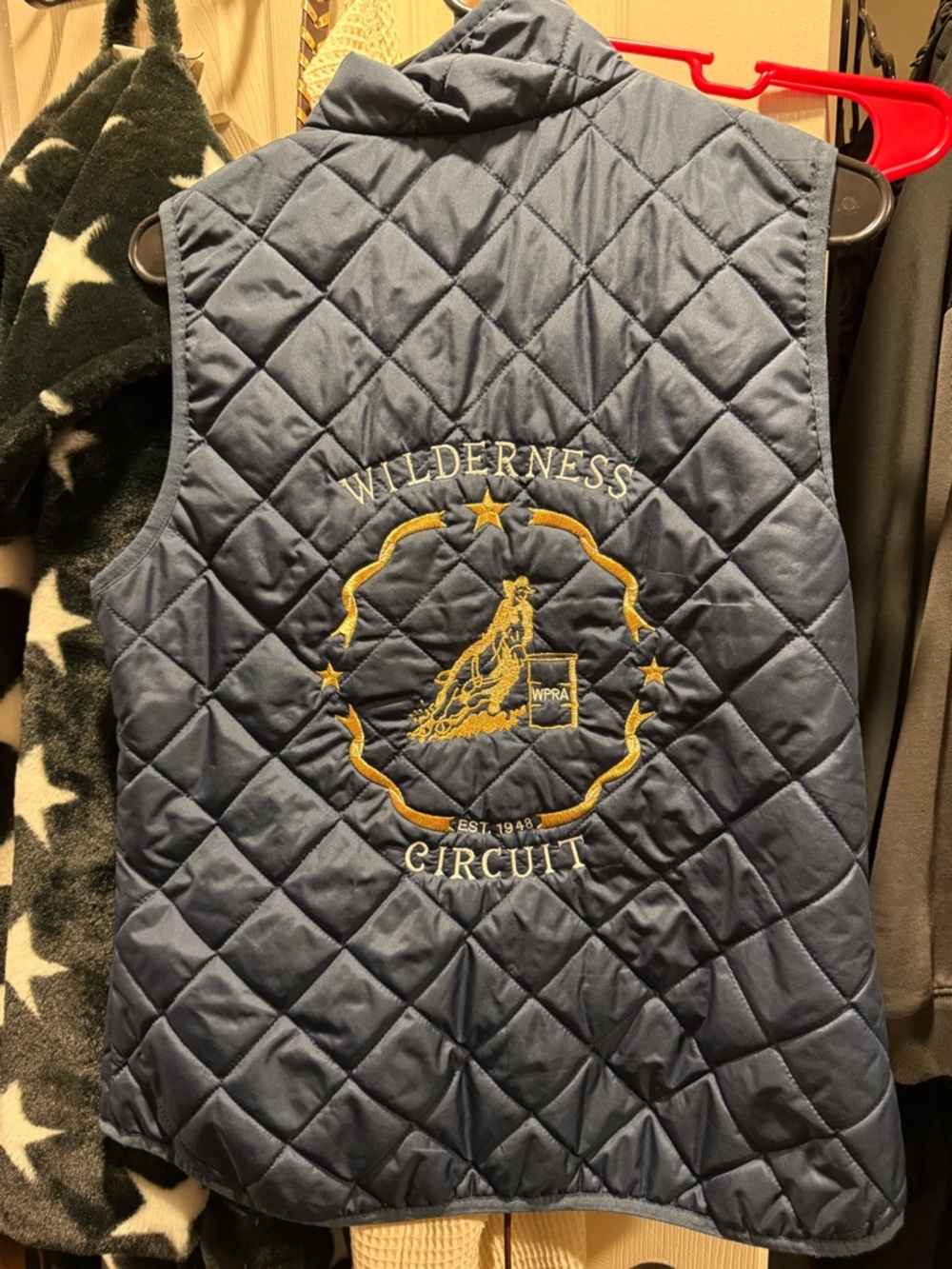Wilderness Circuit WPRA Quilted Vest in Navy with Gold Embroidery